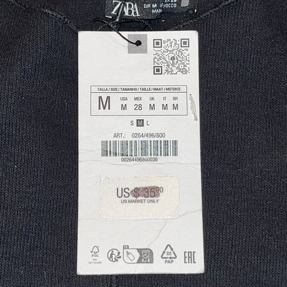 ZARA Black Cotton Blend Funnel Neck Long Sleeve Sweater - New with Tags - M - Picture 8 of 10